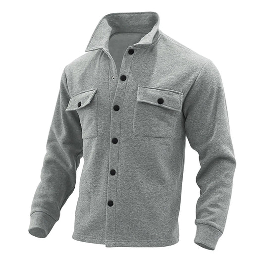 Men’s Autumn & Winter Casual Jacket – Warm Plush Lapel, Slim Single - Breasted Solid Color Fashion Outerwear - WAREHOUSE SHOP