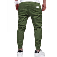 Men’s cargo pants, Slim fit, elastic waist & drawstring design. Solid straight trousers with pockets for casual autumn wear. - WAREHOUSE SHOP