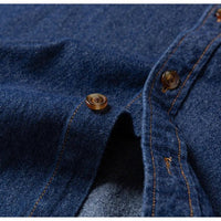 Men's Denim Casual Long Sleeve Pocket Shirt. Regular - Fit Comfortable Soft. 100% Cotton Washed Durability - WAREHOUSE SHOP