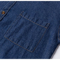 Men's Denim Casual Long Sleeve Pocket Shirt. Regular - Fit Comfortable Soft. 100% Cotton Washed Durability - WAREHOUSE SHOP