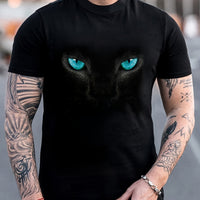 Men's Fashionable Color Blocked Short Sleeved Round Neck T-shirt, Summer Outdoor, 3D Heartbeat And Airplane Graphic Printing - WAREHOUSE SHOP
