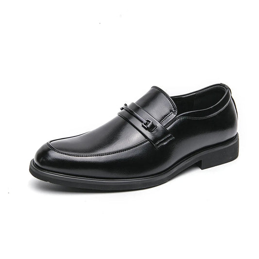 Men's Formal Leather Shoes Classic Style Slip On Loafers Round Toe Breathable Non - Slip Business Dress Wedding Office Casual Shos - WAREHOUSE SHOP