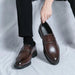 Men's Formal Leather Shoes Classic Style Slip On Loafers Round Toe Breathable Non - Slip Business Dress Wedding Office Casual Shos - WAREHOUSE SHOP