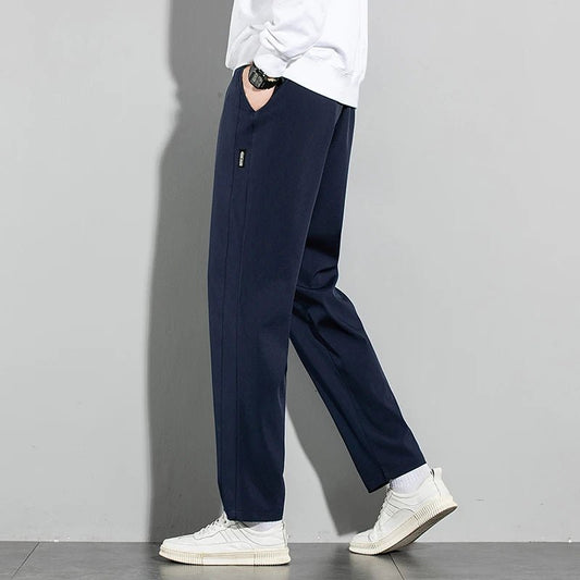 Men’s Ice Silk Pants - Casual & Business Pants, Breathable Elastic Straight - Leg Sweatpants - WAREHOUSE SHOP