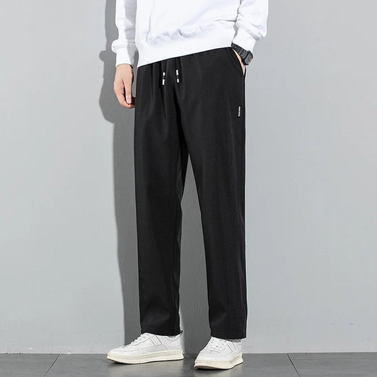 Men’s Ice Silk Pants - Casual & Business Pants, Breathable Elastic Straight - Leg Sweatpants - WAREHOUSE SHOP