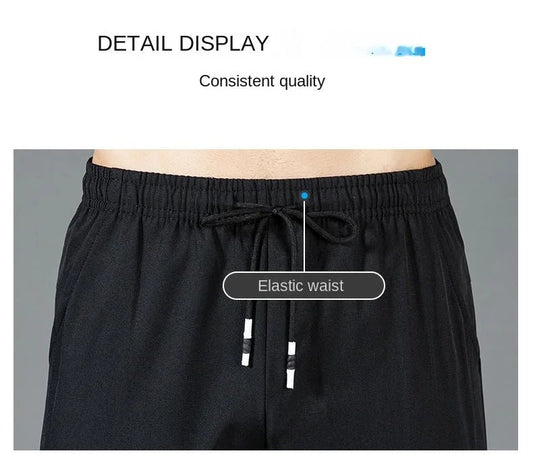 Men’s Ice Silk Pants - Casual & Business Pants, Breathable Elastic Straight - Leg Sweatpants - WAREHOUSE SHOP