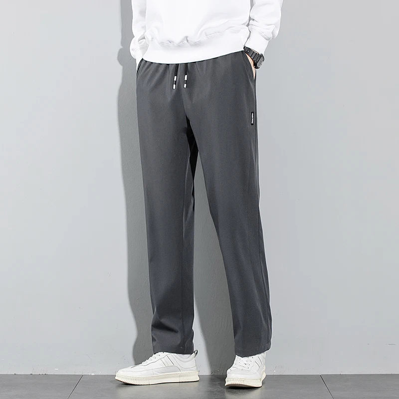 Men’s Ice Silk Pants - Casual & Business Pants, Breathable Elastic Straight - Leg Sweatpants - WAREHOUSE SHOP