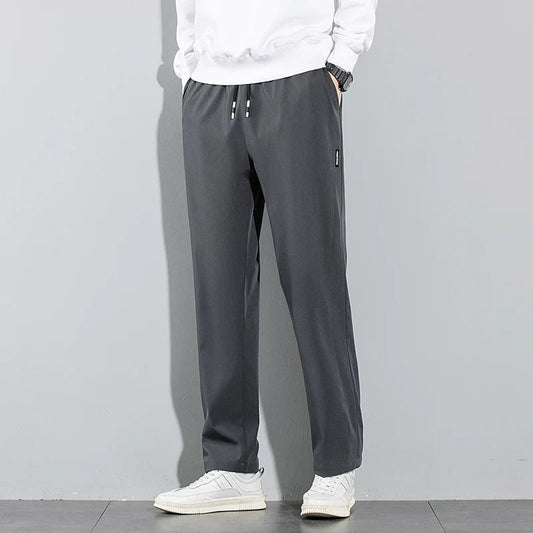 Men’s Ice Silk Pants - Casual & Business Pants, Breathable Elastic Straight - Leg Sweatpants - WAREHOUSE SHOP