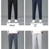 Men’s Ice Silk Pants - Casual & Business Pants, Breathable Elastic Straight - Leg Sweatpants - WAREHOUSE SHOP