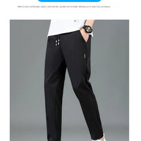 Men’s Ice Silk Pants - Casual & Business Pants, Breathable Elastic Straight - Leg Sweatpants - WAREHOUSE SHOP