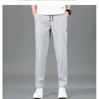 Men’s Ice Silk Pants - Casual & Business Pants, Breathable Elastic Straight - Leg Sweatpants - WAREHOUSE SHOP