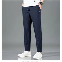 Men’s Ice Silk Pants - Casual & Business Pants, Breathable Elastic Straight - Leg Sweatpants - WAREHOUSE SHOP