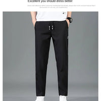 Men’s Ice Silk Pants - Casual & Business Pants, Breathable Elastic Straight - Leg Sweatpants - WAREHOUSE SHOP