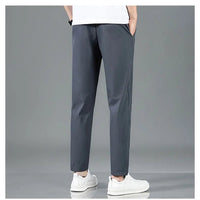 Men’s Ice Silk Pants - Casual & Business Pants, Breathable Elastic Straight - Leg Sweatpants - WAREHOUSE SHOP