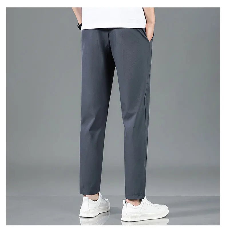 Men’s Ice Silk Pants - Casual & Business Pants, Breathable Elastic Straight - Leg Sweatpants - WAREHOUSE SHOP