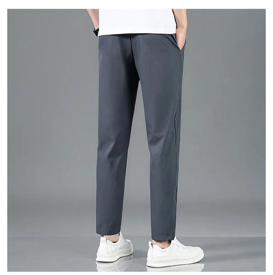 Men’s Ice Silk Pants - Casual & Business Pants, Breathable Elastic Straight - Leg Sweatpants - WAREHOUSE SHOP