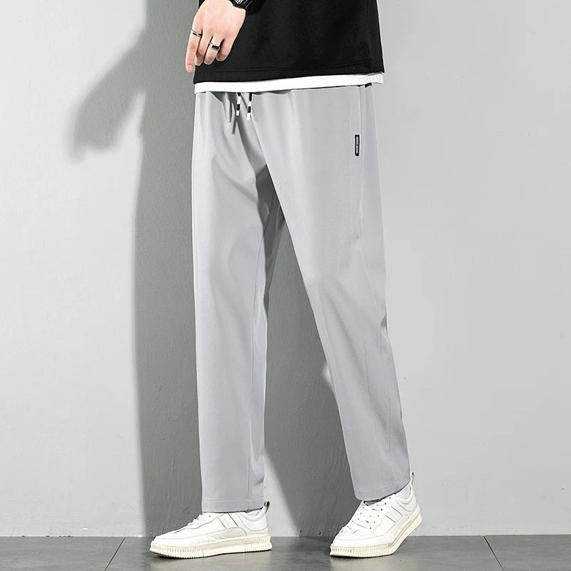 Men’s Ice Silk Pants - Casual & Business Pants, Breathable Elastic Straight - Leg Sweatpants - WAREHOUSE SHOP