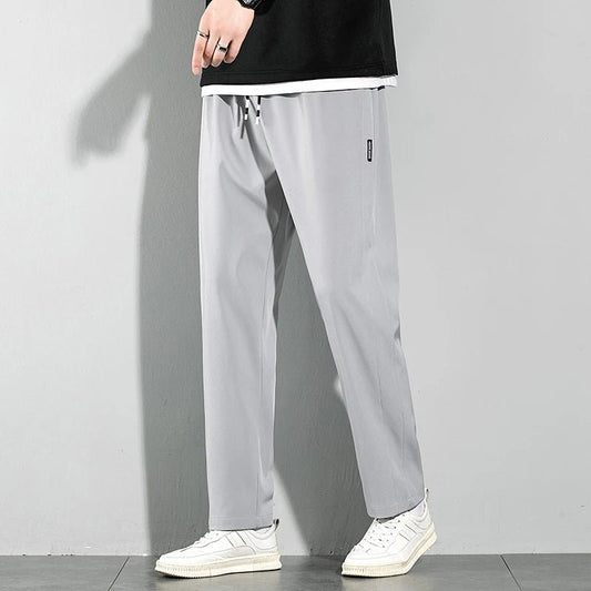 Men’s Ice Silk Pants - Casual & Business Pants, Breathable Elastic Straight - Leg Sweatpants - WAREHOUSE SHOP