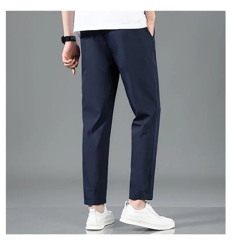 Men’s Ice Silk Pants - Casual & Business Pants, Breathable Elastic Straight - Leg Sweatpants - WAREHOUSE SHOP