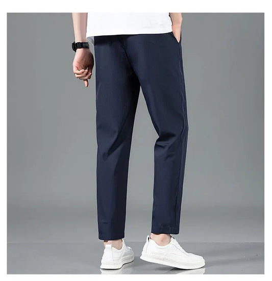 Men’s Ice Silk Pants - Casual & Business Pants, Breathable Elastic Straight - Leg Sweatpants - WAREHOUSE SHOP