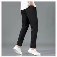 Men’s Ice Silk Pants - Casual & Business Pants, Breathable Elastic Straight - Leg Sweatpants - WAREHOUSE SHOP