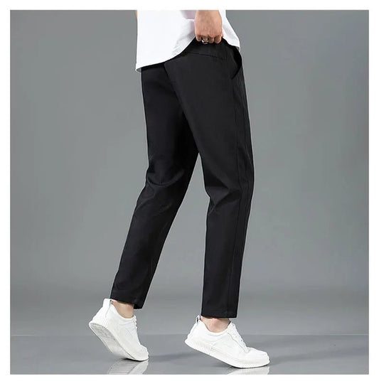 Men’s Ice Silk Pants - Casual & Business Pants, Breathable Elastic Straight - Leg Sweatpants - WAREHOUSE SHOP