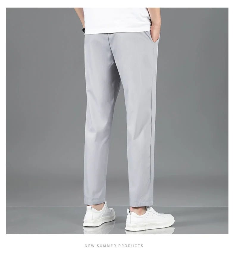 Men’s Ice Silk Pants - Casual & Business Pants, Breathable Elastic Straight - Leg Sweatpants - WAREHOUSE SHOP