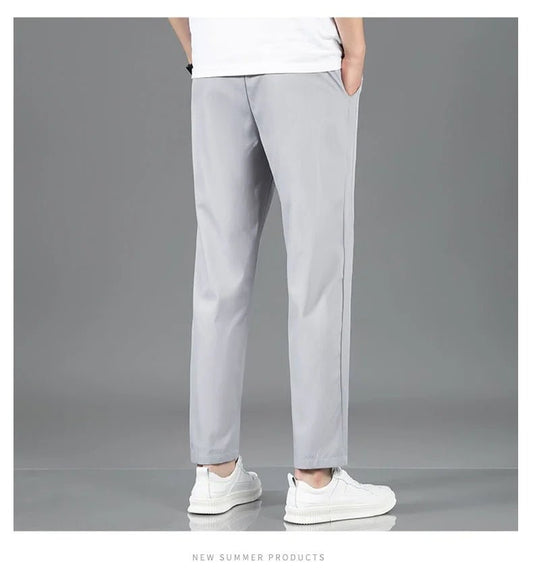 Men’s Ice Silk Pants - Casual & Business Pants, Breathable Elastic Straight - Leg Sweatpants - WAREHOUSE SHOP