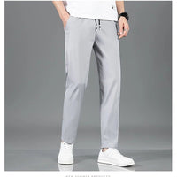 Men’s Ice Silk Pants - Casual & Business Pants, Breathable Elastic Straight - Leg Sweatpants - WAREHOUSE SHOP
