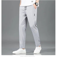 Men’s Ice Silk Pants - Casual & Business Pants, Breathable Elastic Straight - Leg Sweatpants - WAREHOUSE SHOP