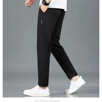 Men’s Ice Silk Pants - Casual & Business Pants, Breathable Elastic Straight - Leg Sweatpants - WAREHOUSE SHOP