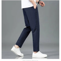 Men’s Ice Silk Pants - Casual & Business Pants, Breathable Elastic Straight - Leg Sweatpants - WAREHOUSE SHOP