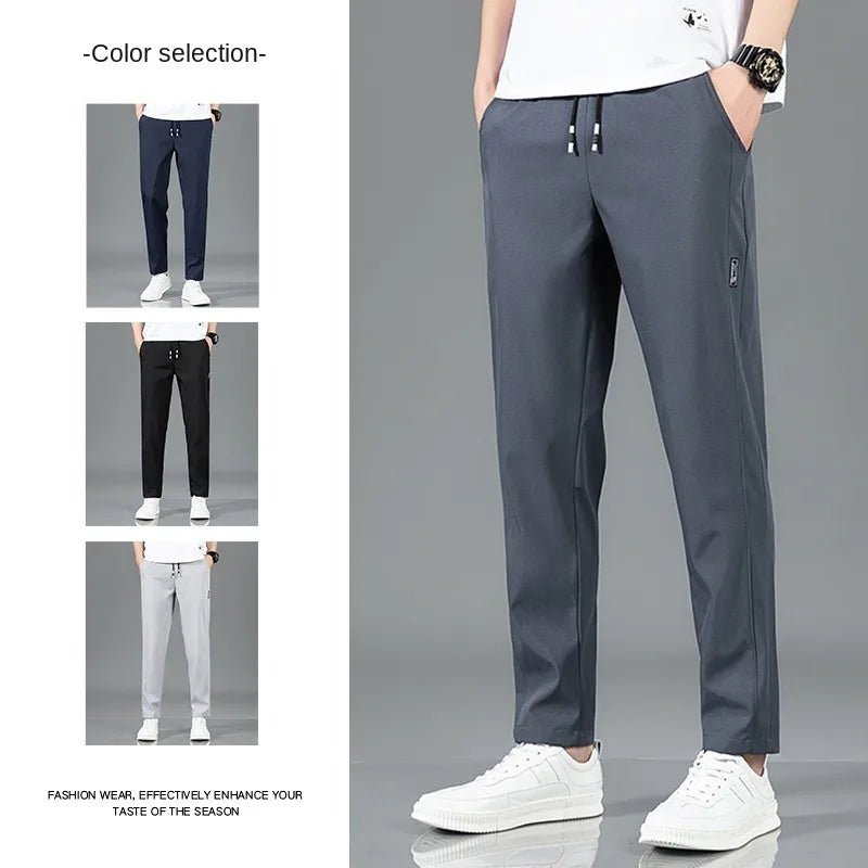 Men’s Ice Silk Pants - Casual & Business Pants, Breathable Elastic Straight - Leg Sweatpants - WAREHOUSE SHOP