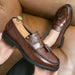 Men's Pointed Alligator Pattern Slip On Patent Leather Dress Casual Shoes Wedding Dress Business Homecoming Footwear - WAREHOUSE SHOP