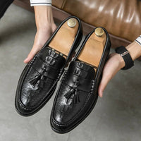 Men's Pointed Alligator Pattern Slip On Patent Leather Dress Casual Shoes Wedding Dress Business Homecoming Footwear - WAREHOUSE SHOP