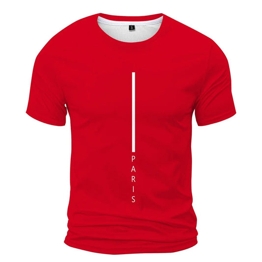 Men's Red Casual T-shirt Fashion Trend Short Sleeve Men's Summer Street Style Clothing Comfortable Clothing for Daily Life - WAREHOUSE SHOP