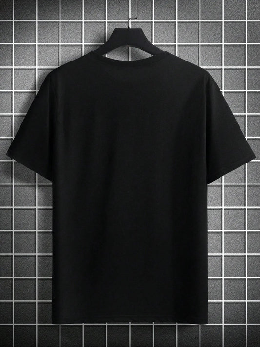 Men's Summer 100% Cotton Fashionable Casual Loose Large Size Faith Cross Printed Sports Round Neck Short Sleeve T-shirt Top - WAREHOUSE SHOP