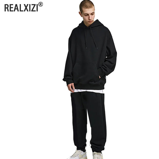 Men's Sweatpants Spring Autumn Fleece Pants Sport Long Pants Casual Drawstring Pockets Trousers Oversize Sweatpants For Men - WAREHOUSE SHOP