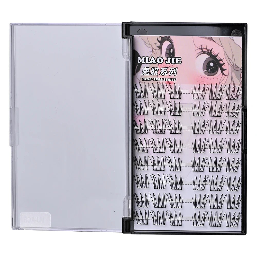 MIAOJIE Glue - free False Eyelashes, Fishtail Princess Lazy Eyelashes, Natural Transparent Stem, Reused 48 Clusters Large Capacity - WAREHOUSE SHOP