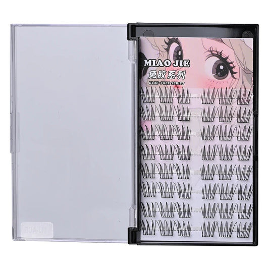 MIAOJIE Glue - free False Eyelashes, Fishtail Princess Lazy Eyelashes, Natural Transparent Stem, Reused 48 Clusters Large Capacity - WAREHOUSE SHOP