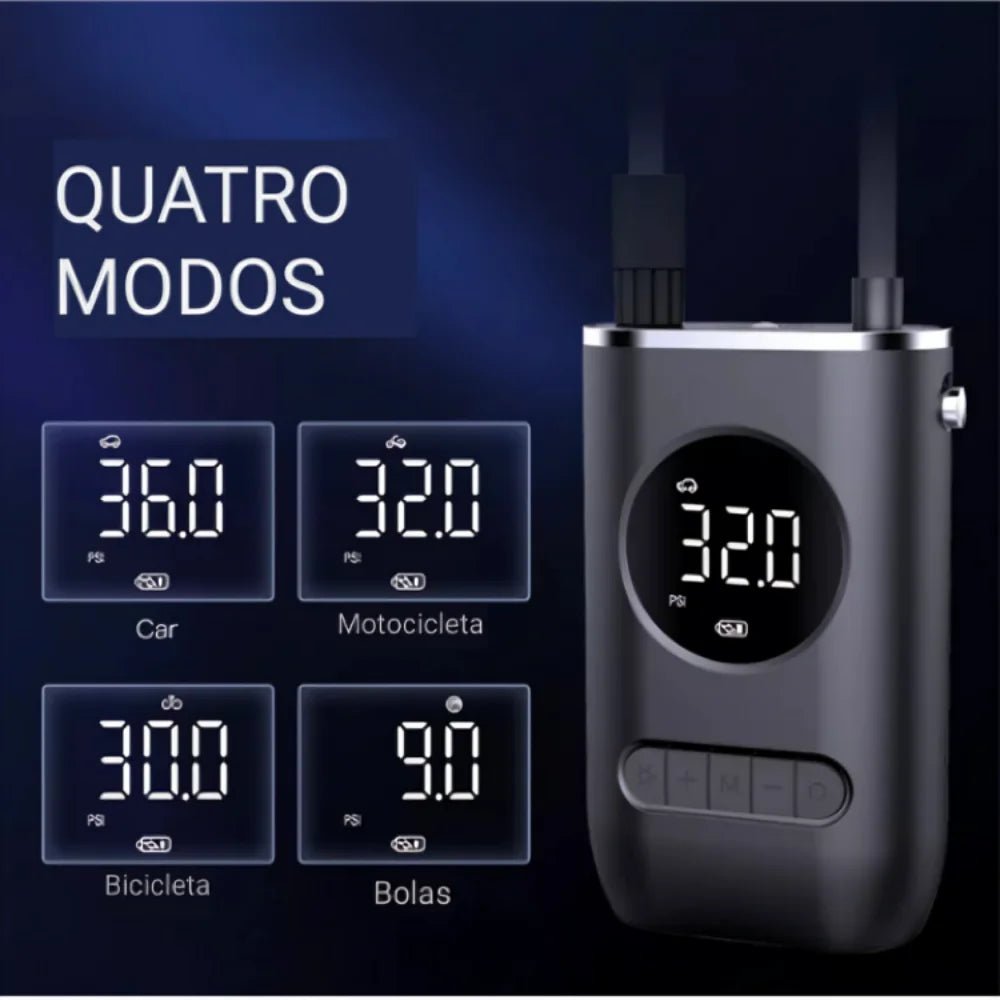 Mini Compressor de Ar Portatil Recarregavél Digital USB Calibrador Pneu - WAREHOUSE SHOP