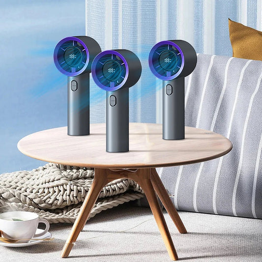 Mini Handheld Fan Portable 5 Speed USB Rechargeable Fan with LED Display Screen Desktop Eectric Fan Students Outdoor Cooling Fan - WAREHOUSE SHOP