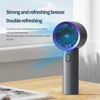 Mini Handheld Fan Portable 5 Speed USB Rechargeable Fan with LED Display Screen Desktop Eectric Fan Students Outdoor Cooling Fan - WAREHOUSE SHOP