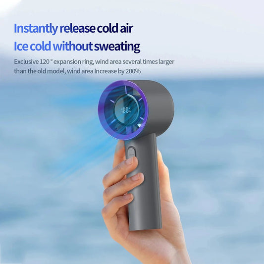 Mini Handheld Fan Portable 5 Speed USB Rechargeable Fan with LED Display Screen Desktop Eectric Fan Students Outdoor Cooling Fan - WAREHOUSE SHOP