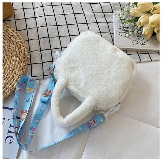 Miniso Plush Bag – Kawaii Kuromi, Cinnamoroll & Melody Cartoon Crossbody Handbag for Women & Girls - WAREHOUSE SHOP