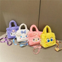 Miniso Plush Bag – Kawaii Kuromi, Cinnamoroll & Melody Cartoon Crossbody Handbag for Women & Girls - WAREHOUSE SHOP