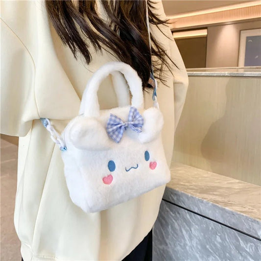 Miniso Plush Bag – Kawaii Kuromi, Cinnamoroll & Melody Cartoon Crossbody Handbag for Women & Girls - WAREHOUSE SHOP