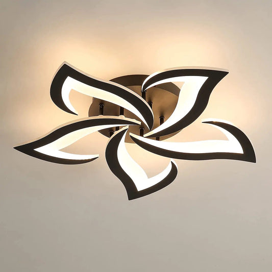 Modern Led Ceiling Light,60W Creative Petals Design Ceiling Light,Acrylic Ceiling Lamp,for Living Room Diameter Black 3000K - WAREHOUSE SHOP