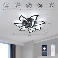 Modern Led Ceiling Light,60W Creative Petals Design Ceiling Light,Acrylic Ceiling Lamp,for Living Room Diameter Black 3000K - WAREHOUSE SHOP