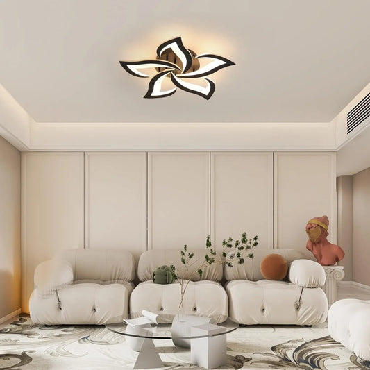 Modern Led Ceiling Light,60W Creative Petals Design Ceiling Light,Acrylic Ceiling Lamp,for Living Room Diameter Black 3000K - WAREHOUSE SHOP